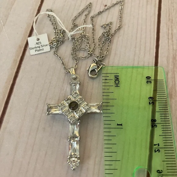 Cross Necklace SS With CZ Stones - Picture 3 of 5